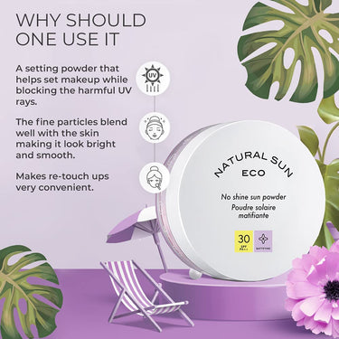 The Face Shop Naturalsun Eco No Shine Sun Powder| Unisex Sunscreen with SPF 30, PA ++| Mattifying, sweat resistant powder for advanced sun protection| Suitable for all skin types, ideal for sensitive and acne prone skin, 13gm